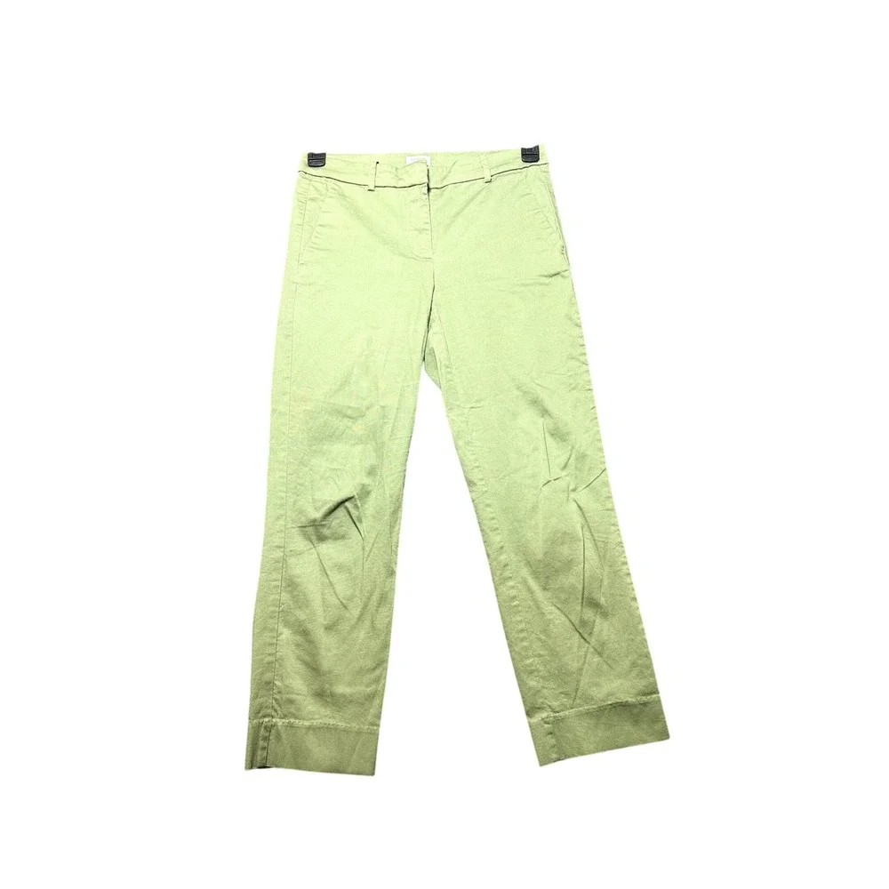 J.Crew Chino Pants Women 2 Green‎ Excellent Stretch Straight Leg H5627
